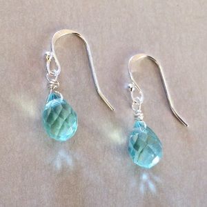 NEW Sterling Silver Aquamarine Teardrop Earrings